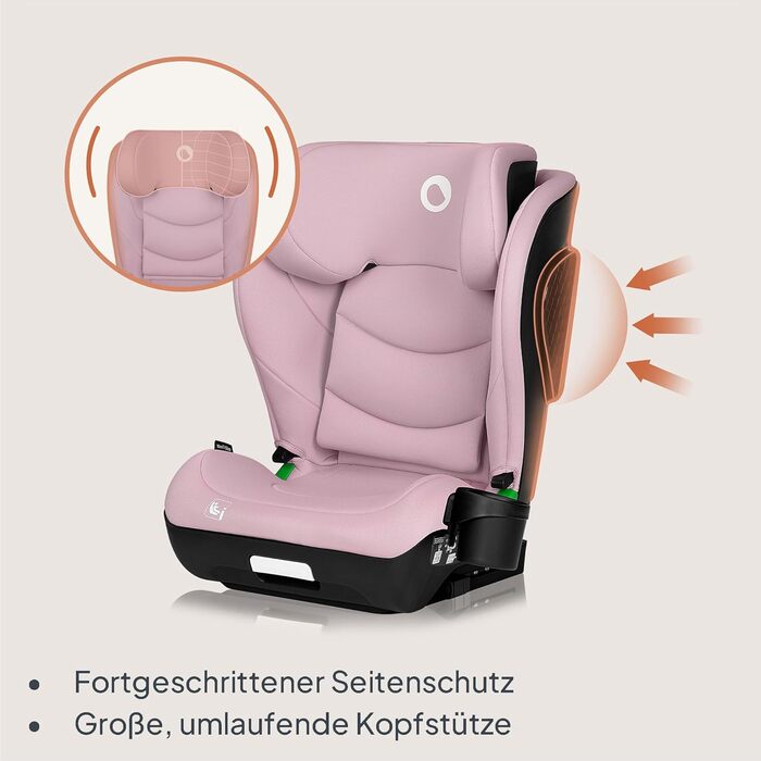 Автокрісло Lionelo NEAL I-Size, група 2/3, 100-150 см, 3-12 років, ISOFIX, регульована підголовник, бічні захисти, підлокітники, стандарт R129