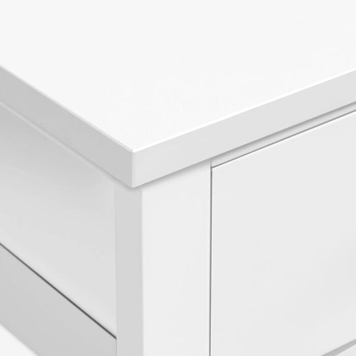 Журнальний столик Yaheetech з шухлядою та полицею, білий, для вітальні та спальні, скандинавський дизайн