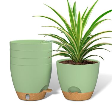 Набір горщиків для квітів ZMTECH 25 см з підставкою, пластикові, самополив, індикатор рівня води, для дому та саду (2 шт.)