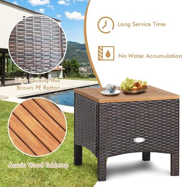 Садовий набір меблів GIANTEX 5 предметів з ротангу: 2 крісла, 2 пуфи та столик, кремово-білий