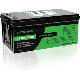 Акумулятор DATOUBOSS 12V 300Ah LiFePO4, 3840 Втгод, 200 А BMS, 4500-15000 циклів, послідовно/паралельно, для автофургонів/сонячних/морських