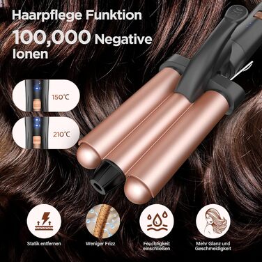 BESTOPE Набір для завивки волосся 5 в 1 з керамічним насадками, 9-32 мм, швидкий нагрів, регульована температура для короткого та довгого волосся (золотий)