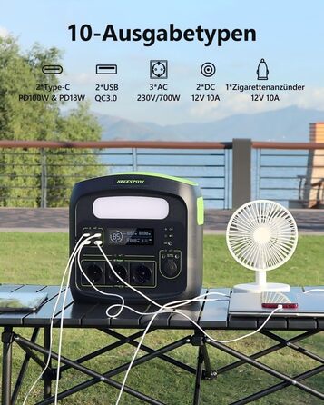 Портативна електростанція NECESPOW N7576 700W (пікова 1400W) 483.84Wh з 3 розетками AC, LiFePO4 акумулятор, чиста синусоїда, USB-C PD100W, сонячний генератор для кемпінгу, дому, CPAP