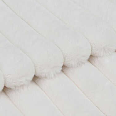 Набір з 2 наволочок для подушок зі штучного хутра, смугасті, пухнасті, м'які, кремово-білі, 45x45 см