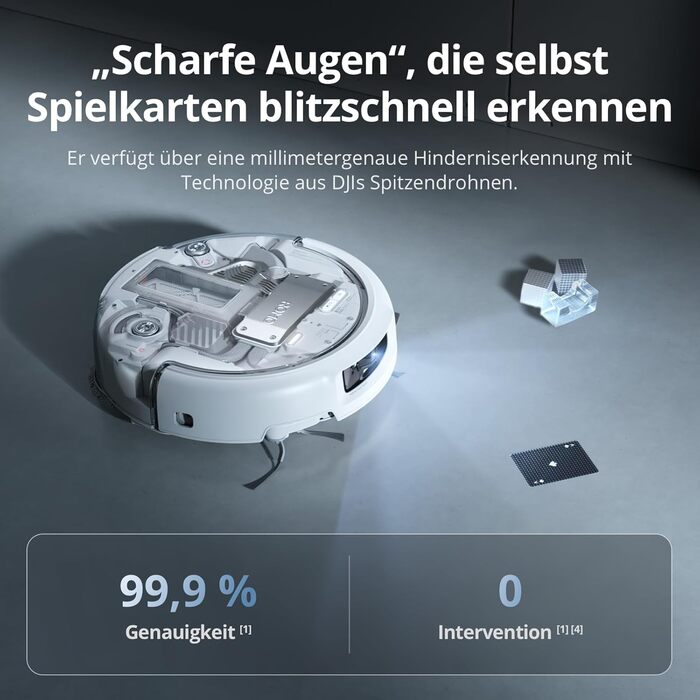 Робот-пилосос DJI ROMO S з функцією миття підлоги, 25000 Па потужність всмоктування, розпізнавання перешкод рівня дрона, два роботизовані руки, 200 днів без обслуговування, автоматичне очищення та сушіння моп-насадки (DJI ROMO P (версія з баком для води))