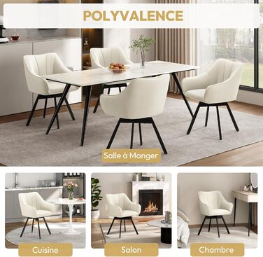 Набір з 2-х обертових кухонних стільців Yaheetech з підлокітниками та металевими ніжками, бежевий