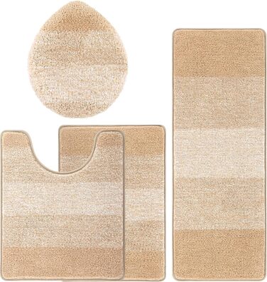Набір килимків для ванної кімнати Bsmathom, 4 шт., з кришкою для унітазу, м'які, швидковисихаючі, нековзні, машинного прання, килимки з U-подібною контуром, килимок для унітазу, помаранчевий (Sunset Chevron) 18'x26'+18'x48'+U20'x24'+Cover19'x21'
