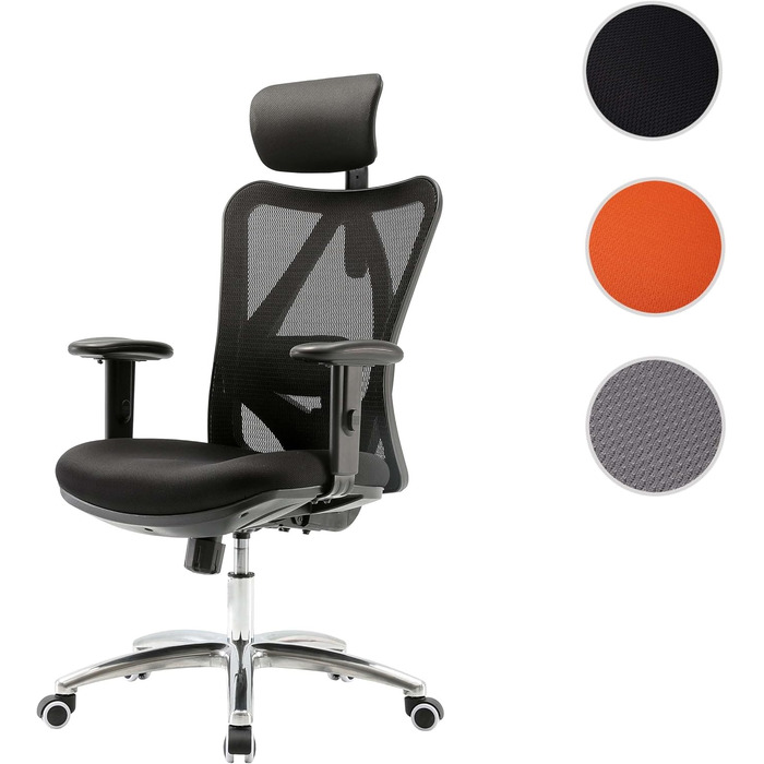Офісне крісло Mendler HWC-J86, ергономічне, регульована поперекова підтримка, до 150 кг, чорний/оранжевий (без підніжки)