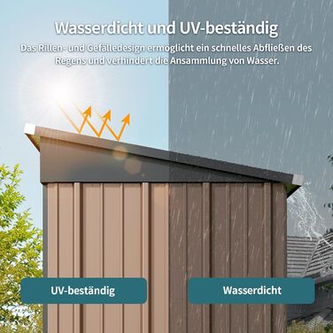 Металевий сарай для інструментів Bealife 180x162x95 см, сталевий садовий шоп, вуличний склад, господарський будиночок для двору, тераси, газону (коричневий)