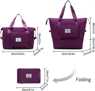 Дорожня сумка складна великої ємності, Дорожня сумка QLFJ-FurDec з відділенням для сухого та вологого одягу, жіноча спортивна сумка Weekender, водонепроникний портативний дорожні сумки (Фуксія)