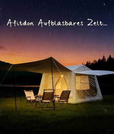 Надувний кемпінговий намет Oxford 420D Glamping для 2-3 осіб з насосом, водонепроникний (3000 мм), всесезонний вітрозахисний намет з москітною сіткою