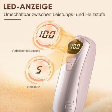 Електричні грілки для рук 2 шт. з акумулятором 6000mAh, 5 режимів нагріву, USB, для кемпінгу, подарунок для жінок та чоловіків (Рожевий)