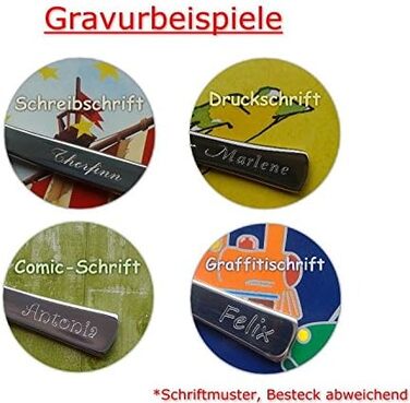 Набір дитячого посуду Zwilling Bino з гравіюванням (ім'я) 4 предмети. Включає гравіювання імені на передній стороні. Подарунок на хрещення, день народження для дівчаток та хлопчиків