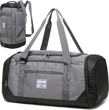 Дорожня сумка Laripwit 40 л з відділенням для взуття та вологи, рюкзак Weekender Duffel для подорожей, сірий