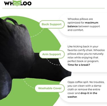 Подушка для відпочинку в ліжку з підтримкою спини, великий кут нахилу для дорослих, для перегляду телевізора, зняття печії, релаксації та припинення хропіння, виготовлена у США, 100% Memory Foam знімний чохол