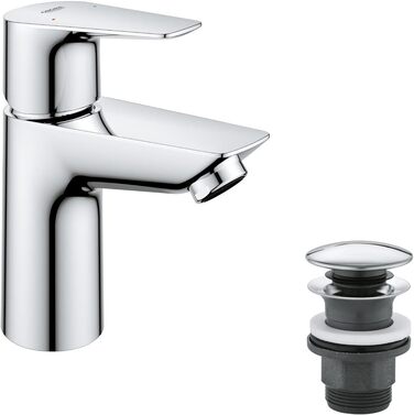 Змішувач для ванної кімнати GROHE StartEdge, економічний, з холодною водою в середній позиції (з поп-ап зливом, інструментом 3-в-1, легко встановлюється), 23900001 (хром, S-Size, з Push-Open зливним пристроєм)