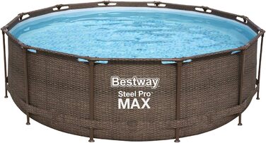 Комплект каркасного басейну Bestway Steel Pro Max, круглий, з фільтруючим насосом і безпечною драбиною 366 x 100 см