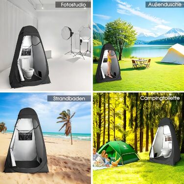 Намет для туалету та душу, переносний, Pop-Up, для кемпінгу та пляжу, з UV захистом 50+, чорний