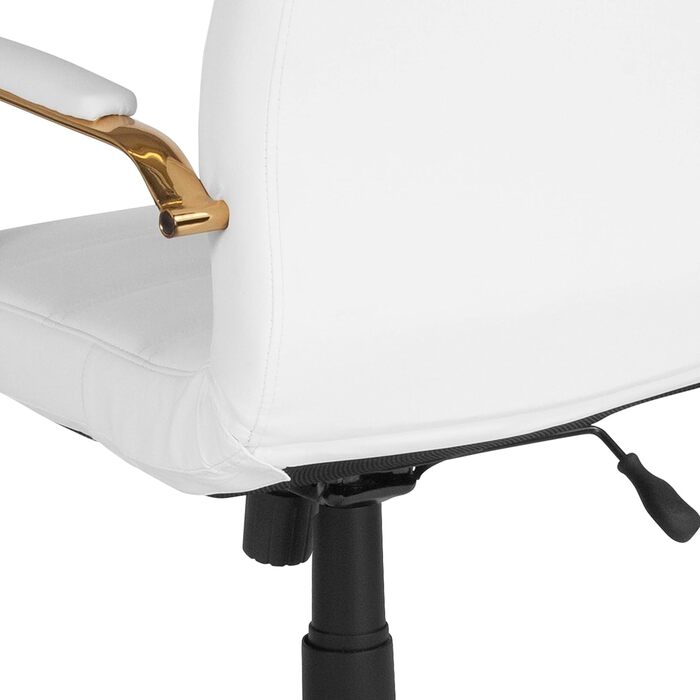 Офісний крісло Flash Furniture - крісло для шефа, біле шкіряне, з червоно-золотим каркасом, 61 x 58,5 x 103,5 см