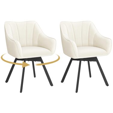 Набір з 2-х обертових кухонних стільців Yaheetech з підлокітниками та металевими ніжками, бежевий