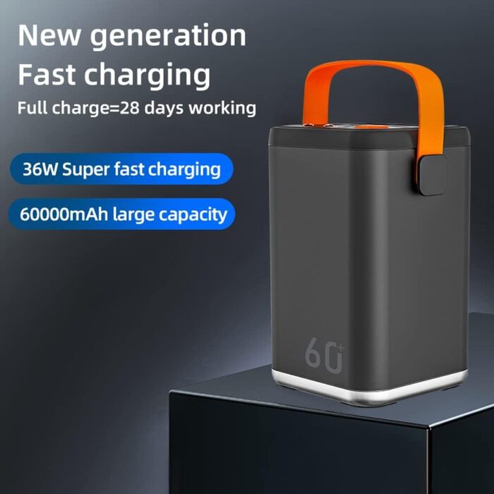 Зовнішній акумулятор великої ємності 36 Вт PD QC 3.0 Power Bank, 4 порти USB Мобільний Power Bank Зовнішній портативний акумулятор енергії 36 Вт, 60000mAh