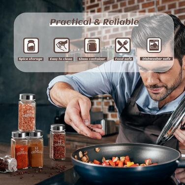 Набір скляних банок для спецій з дерев'яними кришками з акації, 24 шт по 120 мл (кутові)