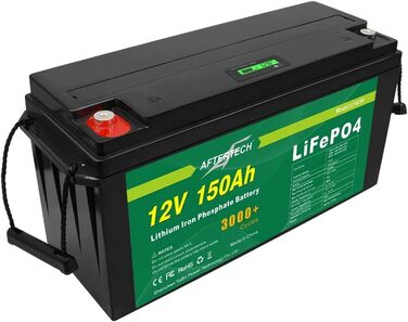 Літій-залізо-фосфатна батарея AFTERTECH Lifepo4 12 В 150 Ач, 3000 циклів, 12,8 В 1920 Втгод