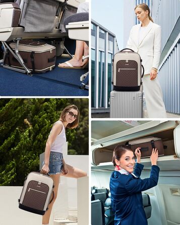 LOVEVOOK Рюкзак для ручної поклажі 40L, жіночий, для подорожей, великий, сумка-рюкзак для ручної поклажі в літак, для ноутбука, водонепроникний, рюкзак для подорожей, з косметичкою, сумка Weekender для подорожей, ділових поїздок (17.3 дюймів, Коричневий, 