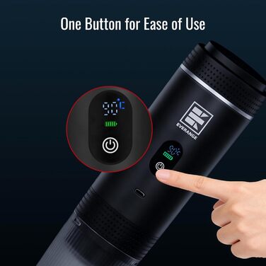 Портативна електрична кавомашина Everange для еспресо, приготування кави з меленої кави та капсул, з LCD-дисплеєм (зелена та чорна)