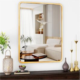 Дзеркало на стіну 60x90 см, золоте, для ванної, вітальні, спальні, прихожої