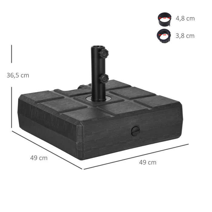 Підставка для парасольки до 40 кг, з ручкою, квадратна, чорна