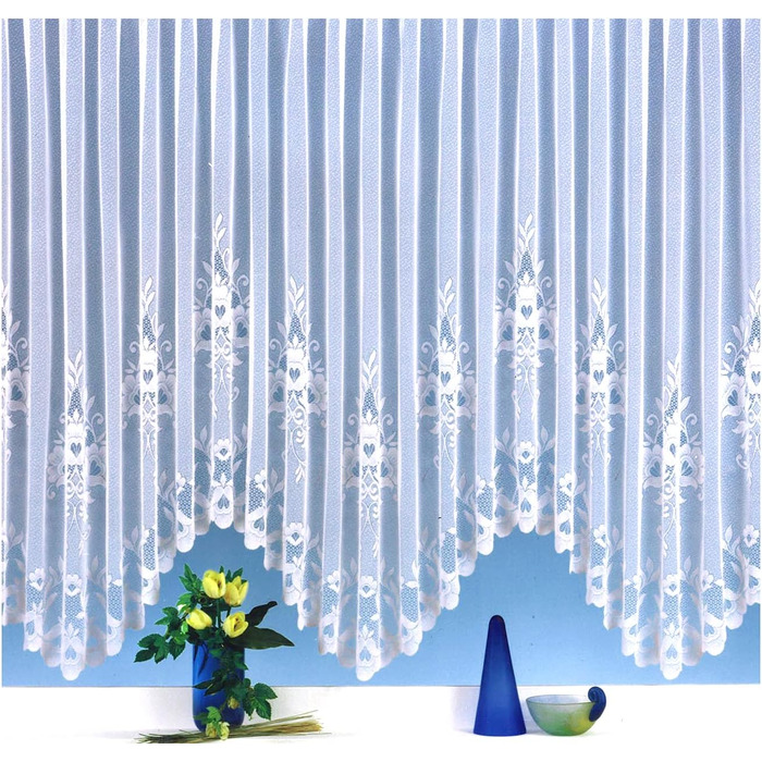 Арочні штори штора біла оборка стрічка штора прозора квіткова облямівка тип10 H145cmxW500cm (HxW 145x750cm)