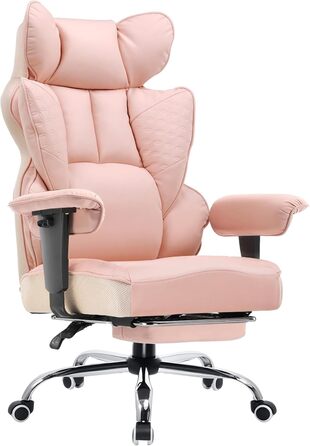 Ігровий крісло COMHOMA з регульованими підлокітниками, підтримкою попереку з кишеньковим пружинним блоком, широке сидіння, 150 кг, рожевий