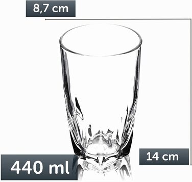 Стакани для пиття KADAX, набір з 6 шт. , прозорі стакани для води з армованим дном, товстостінні стакани для соку, келихи з рифленою поверхнею, поїлки