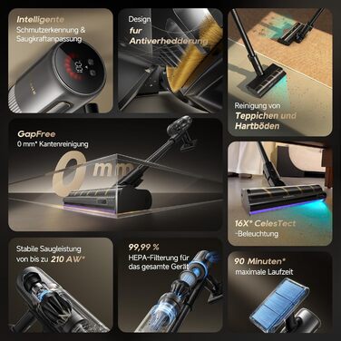 Dreame бездротовий пилосос V20: для твердих підлог та килимів, 24000PA, 90 хв роботи, фільтрація 99.99%, видалення шерсті тварин