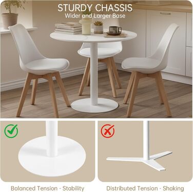 Круглий обідній стіл для кухні, вітальні, балкону. Білий стіл 70x70 см з мармуровою стільницею та прямою ніжкою