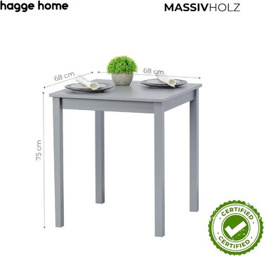 Скандинавський стіл Hagge Home 68x68 см сірого кольору - обідній, кухонний, письмовий, для home office та дитячої кімнати