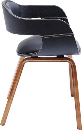 Стілець Kare Design Costa, коричневий/чорний, офіс/їдальня, підлокітник, спинка, шкіряний, м'який, 75x53x51см