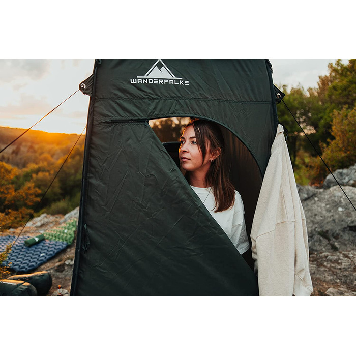Намет Wanderfalke® XL Pop Up, роздягальня, туалет, душ 120x120x210 см для відпочинку на природі, кемпінгу, риболовлі, пляжу, з сумкою (Хвойний зелений)