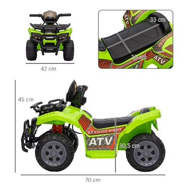 HOMCOM Міні Електроквадроцикл для дітей, електричний квадроцикл (ATV) для дітей, візок з переднім світлом, дитячий транспортний засіб, дитячий мотоцикл, електроквадроцикл для дітей віком 18-36 місяців, зелений | Aosom