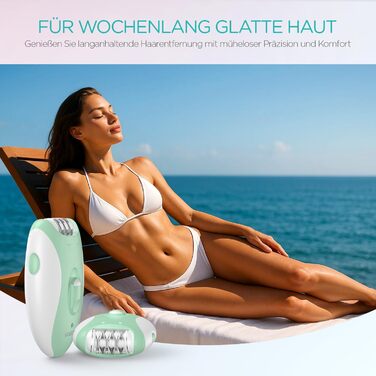 Електричний епілятор для жінок HR110 з 21 пінцетом та LED-підсвіткою, бездротовий пристрій для видалення волосся на ногах та руках, 2 швидкості, світло-зелений