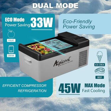 Термохолодильник Alpicool 12V Ec15 - Міні холодильник з компресором для авто, кемпінгу та подорожей (15L, чорний)