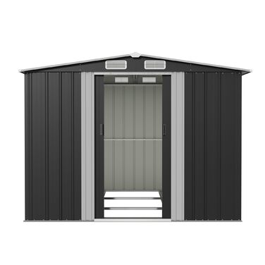 Сарай металевий Devoko 96x98x160 см з похилим дахом, антрацит. Садовий будиночок з дверима, рукавичками. Міцний, стійкий до іржі.