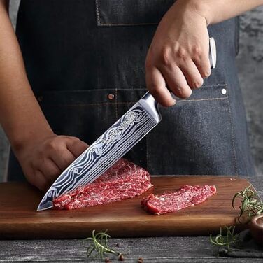 Набір кухонних ножів Chefhoablorn 15-TLG: професійний набір з нержавіючої сталі, 7 шт. (блок ножів)