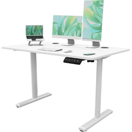 Електричний письмовий стіл Devoko 120x60 см, регульована висота, управління пам'яттю, ергономічний письмовий стіл для сидіння-стояння (білий)