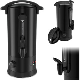 Глювайнер Cecaylie 10L: Електричний диспенсер для глінтвейну з нержавіючої сталі, з термостатом, краном та індикатором рівня, чорний