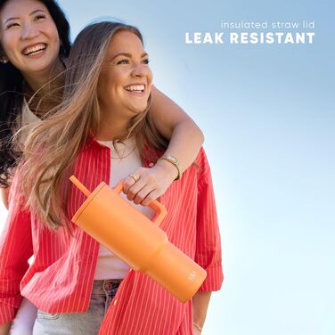 Термокружка Simple Modern з трубочкою та ручкою | 1180 мл, нержавіюча сталь, ізольована | Ідеальний подарунок для жінок та чоловіків | Almond Birch