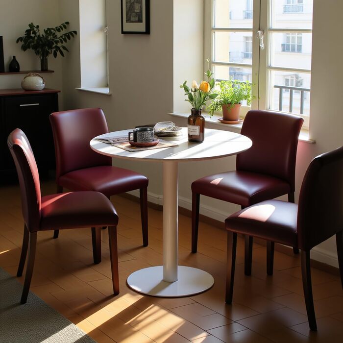 Круглий обідній стіл для кухні, вітальні, балкону - 70x70 см, білий