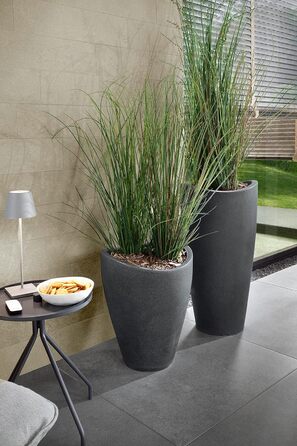 Ваза Scheurich Wave Globe High, чорно-гранітний колір, діаметр 29.8 см, висота 40 см, об'єм 6 л