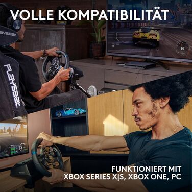 Logitech G923 Рульове колесо з педалями для Xbox, Xbox One та PC, TRUEFORCE, 1000Hz, Подвійне зчеплення